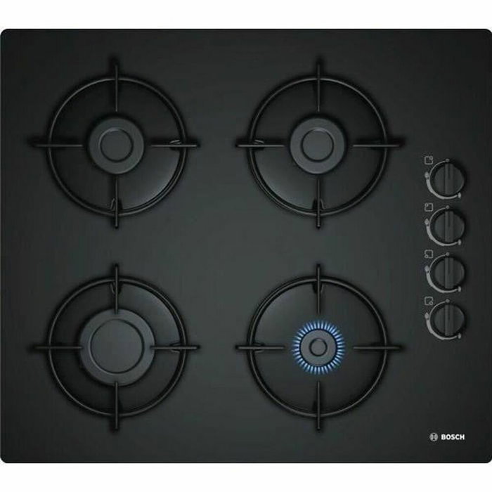Bosch POP6B6B10 Placa de gas de 4 quemadores en vidrio templado negro Bosch POP6B6B10 Placa de gas de 4 quemadores en vidrio templado negro
