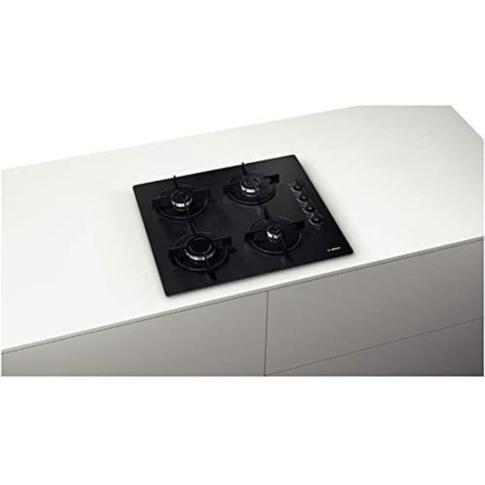 Bosch POP6B6B10 Placa de gas de 4 quemadores en vidrio templado negro Bosch POP6B6B10 Placa de gas de 4 quemadores en vidrio templado negro