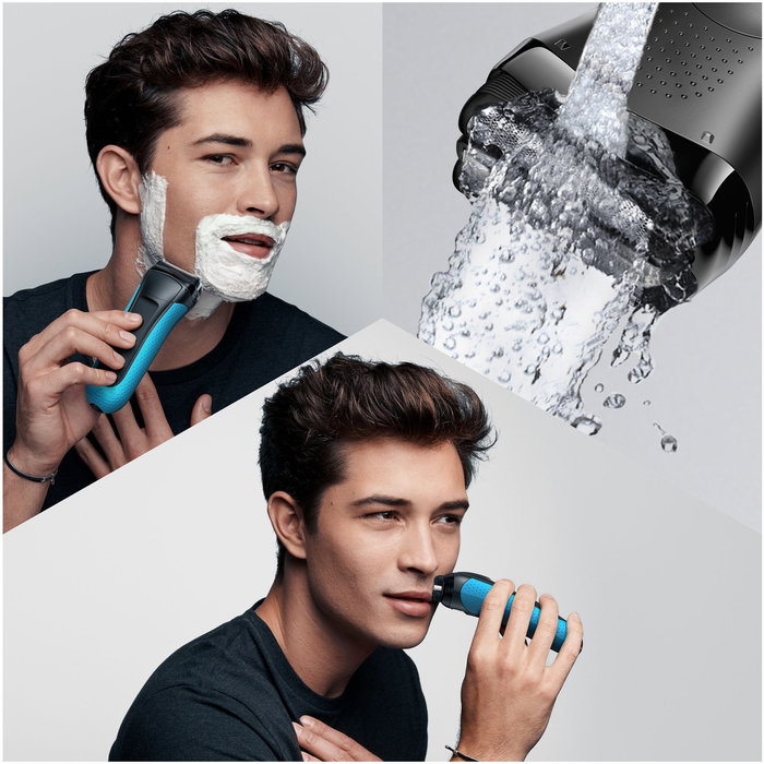 AFEITADORA BRAUN SERIES 3 3040S WET AND DRY - TECNOLOGÍA MICROCOMB - CORTE TRIPLE ACCIÓN - RECORTADOR PRECISIÓN - TOTALMENTE LAVABLE - SIN CABLE