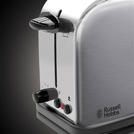 Russell Hobbs 21396-56 Tostador Ranura Alargada Oxford con Regulador de Tueste, Extraelevación y Función para Pan Congelado, Bandeja Recogemigas Extraíble