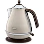 Delonghi KBOV 2001.BG Icona Hervidor Eléctrico Vintage - Beige Brillante con Base y Asa de Chocolate, 1.7L, 2000W