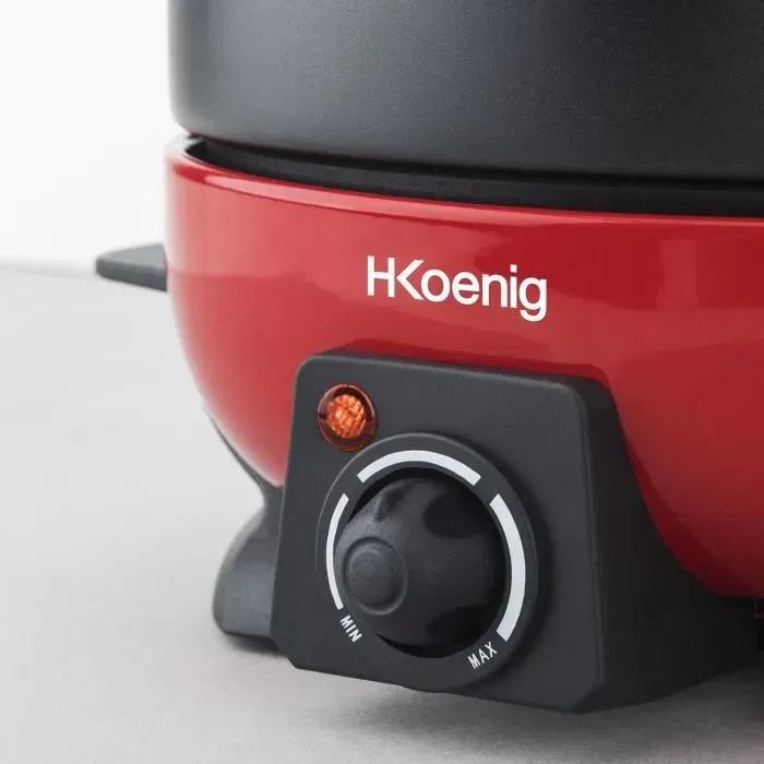 Hkoenig Fondue Eléctrica ALP1800 para 6 personas - 2L - 800W - Termostato regulable - Roja y negra