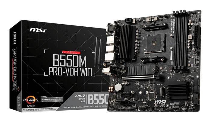MSI PRO-VDH WiFi Placa Base AMD B550 Zócalo AM4 micro ATX DDR4 SATA III Wi-Fi 5 (802.11ac) Bluetooth 4.2