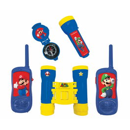 Lexibook Set Aventurero Super Mario Nintendo con Walkie-Talkies, Prismáticos, Linterna y Brújula