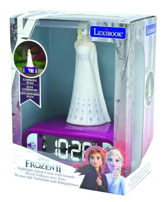 Lexibook Radio Despertador con Luz Nocturna The Snow Queen II Elsa Frozen 2 Efectos de Sonido y Alarma con Tonos Inspirados