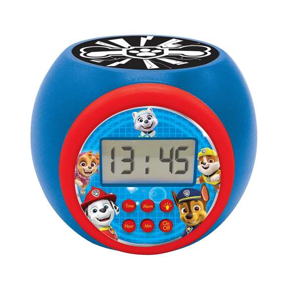 Lexibook Reloj Despertador Patrulla Canina Paw Patrol con Proyección Azul Pantalla LCD Temporizador.