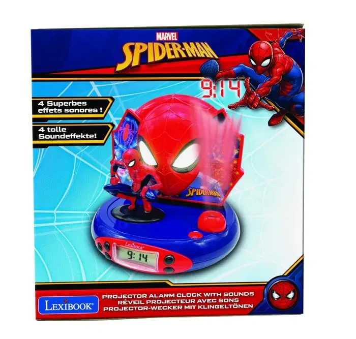 Lexibook Radio Reloj Despertador Spiderman Niños con Proyección de Imágenes y Radio FM