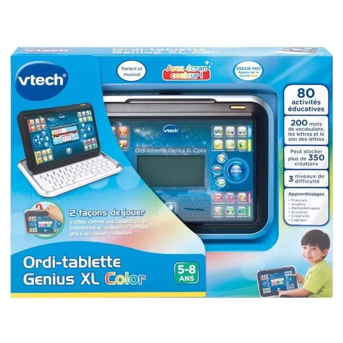VTECH Ordi-Tablet Genius XL Negro - Tableta Educativa 2 en 1 para Niños