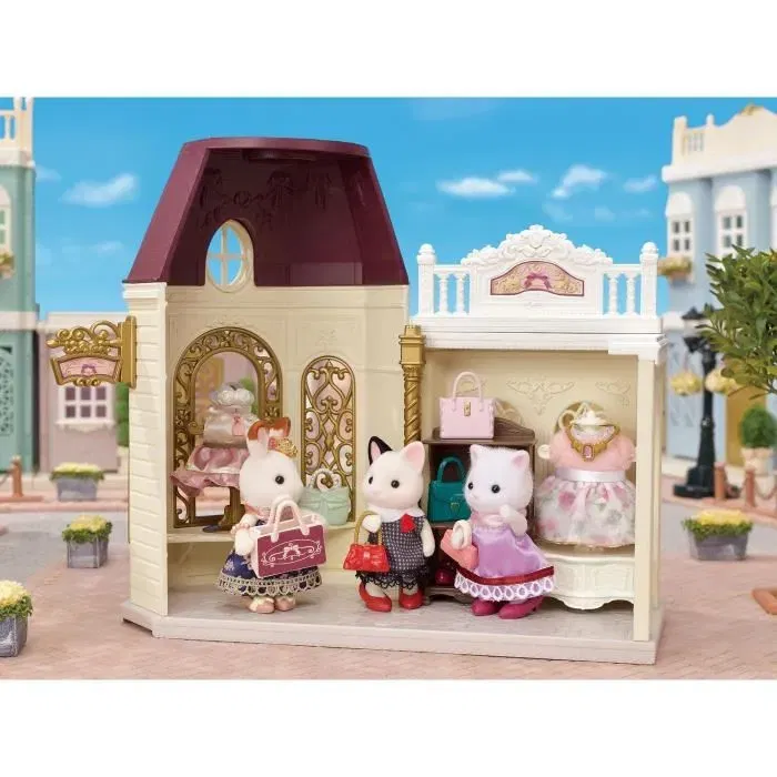 Sylvanian Families 5462 Set Maleta de Moda y Hermana Mayor Gato Bicolor, Muñeca para Niños y Niñas