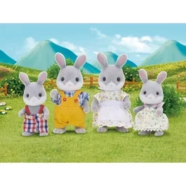 Sylvanian Families 3134 Familia Conejo Gris Papá Mamá Niño Niña Figuras