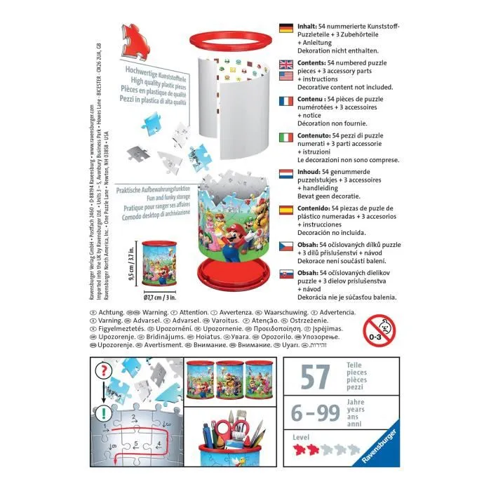Ravensburger Portalápices Rompecabezas 3D Super Mario Pz3D SuperMario 54p Juegos de Construcción a Partir de 6 Años