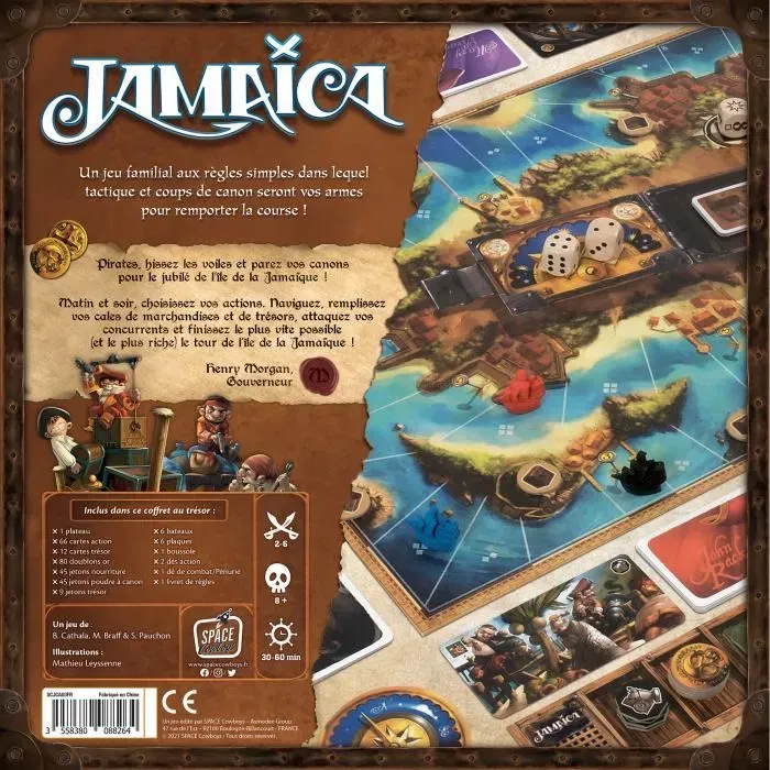 Asmodee Jamaicano | Juego de Mesa para 2-6 Jugadores | Edad: 8+ | Idioma Francés | Roba Carga y Combina Velocidad y Estrategia
