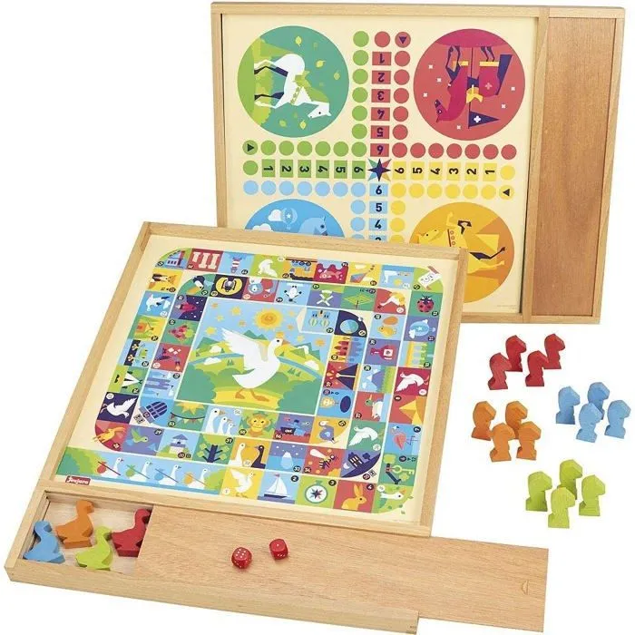 JEUJURA Juego de Gansos y Caballos con Estuche de Madera, 41x33x2.5 cm, a Partir de 3 Años JEUJURA Juego de Gansos y Caballos con Estuche de Madera, 41x33x2.5 cm, a Partir de 3 Años
