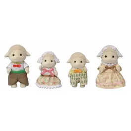 Sylvanian Families Familia de Ovejas 4 Figuras Articuladas y Vestidas Mamá Papá Hijo Hija Muñecos Juguete