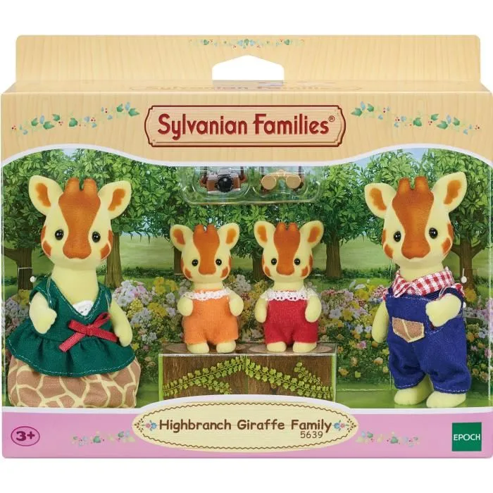 Sylvanian Families Familia de las Jirafas, 4 Personajes Articulados y Vestidos Incluye Mamá, Papá y Bebés