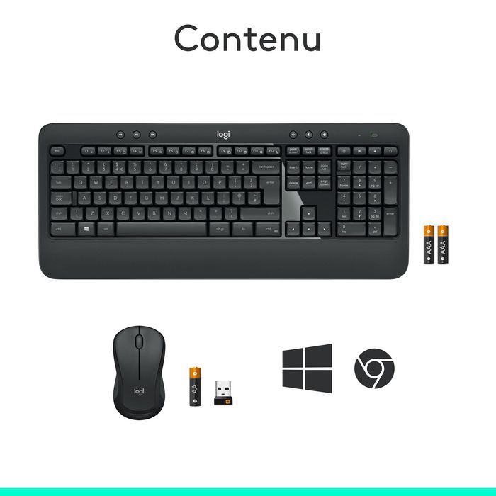 Logitech MK540 Advanced Combo Teclado y Ratón Inalámbrico para PC, Receptor Unifying, Diseño Francés AZERTY, Teclado Completo Resistente a Salpicaduras Logitech MK540 Advanced Combo Teclado y Ratón Inalámbrico para PC, Receptor Unifying, Diseño Francés AZERTY, Teclado Completo Resistente a Salpicaduras