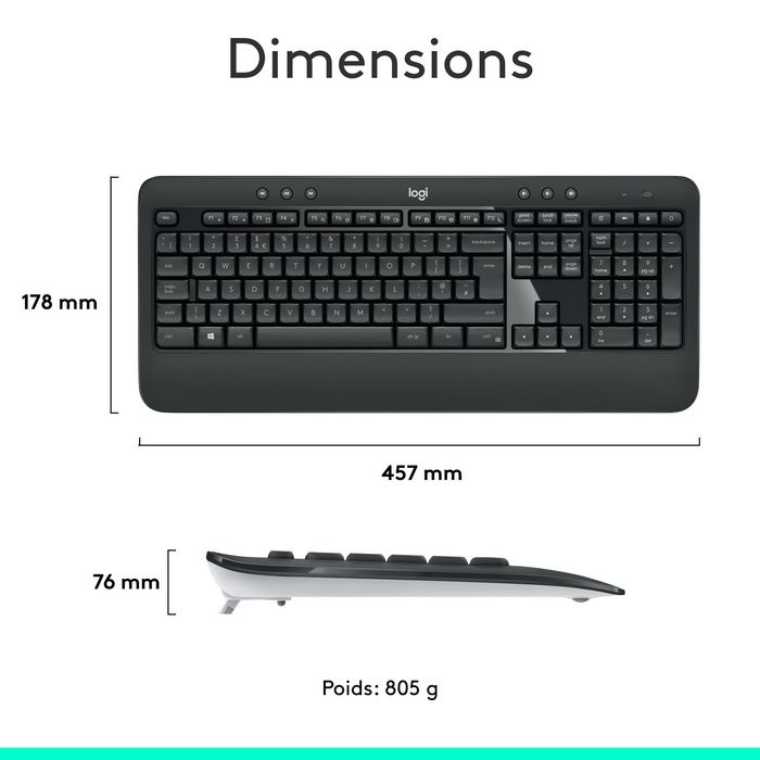 Logitech MK540 Advanced Combo Teclado y Ratón Inalámbrico con Receptor Unifying FR