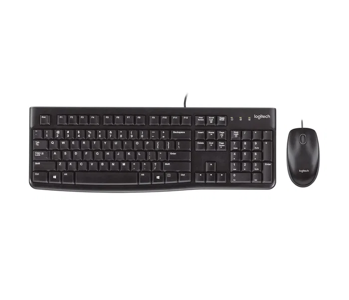 Logitech 920-002539 MK120 - Teclado USB con Teclado Numérico y Ratón Óptico Incluido - AZERTY Francés - Negro - 1.5m Cable Teclado y 1.8m Cable Ratón - Resistente a Derrames (60ml)