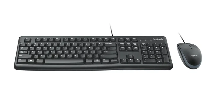 Logitech 920-002539 MK120 - Teclado USB con Teclado Numérico y Ratón Óptico Incluido - AZERTY Francés - Negro - 1.5m Cable Teclado y 1.8m Cable Ratón - Resistente a Derrames (60ml)