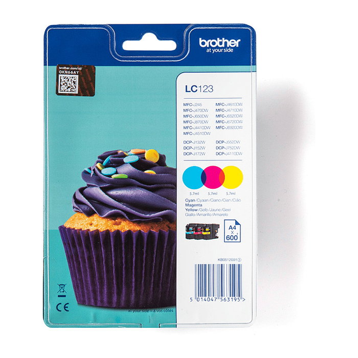 Brother LC123RBWBP Multipack de 3 Cartuchos de Tinta (C/M/Y) en Blíster