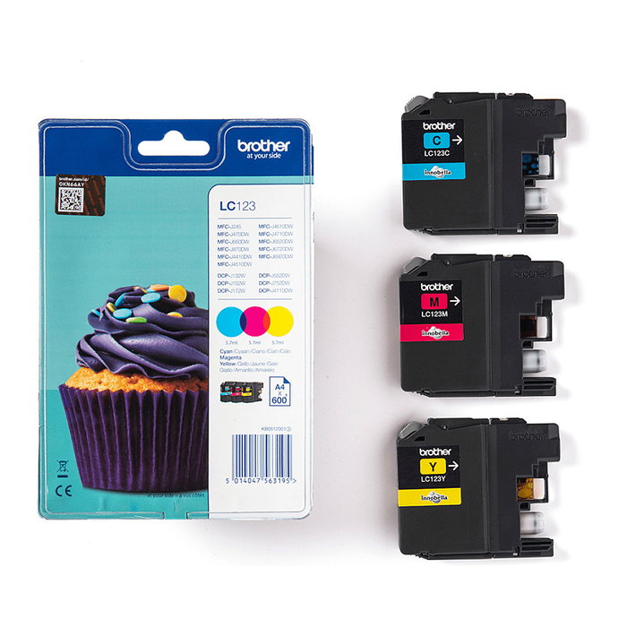 Brother LC123RBWBP Multipack de 3 Cartuchos de Tinta (C/M/Y) en Blíster
