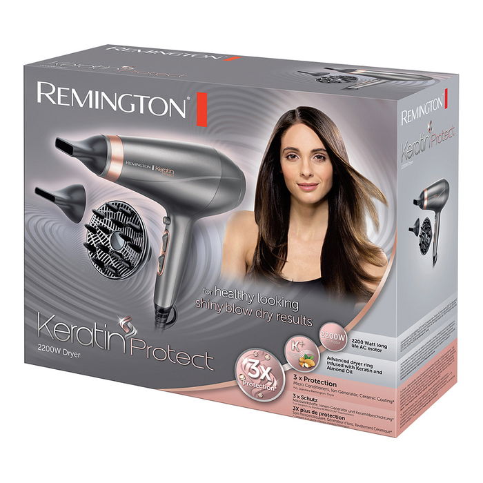 Remington AC8820 Secador Pelo Profesional AC 2200W 3 Temperaturas 2 Velocidades 41 m/s Accesorios Plata Remington AC8820 Secador Pelo Profesional AC 2200W 3 Temperaturas 2 Velocidades 41 m/s Accesorios Plata