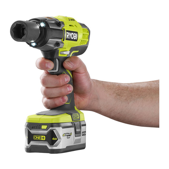 Ryobi R18IW3-0 Destornillador de Impacto Inalámbrico 18V, 400 Nm, Mango de Pistola