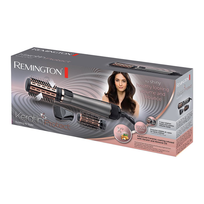 Remington Keratin Protect AS8810 Cepillo de Aire Caliente con Vapor, Plata/Negro/Dorado