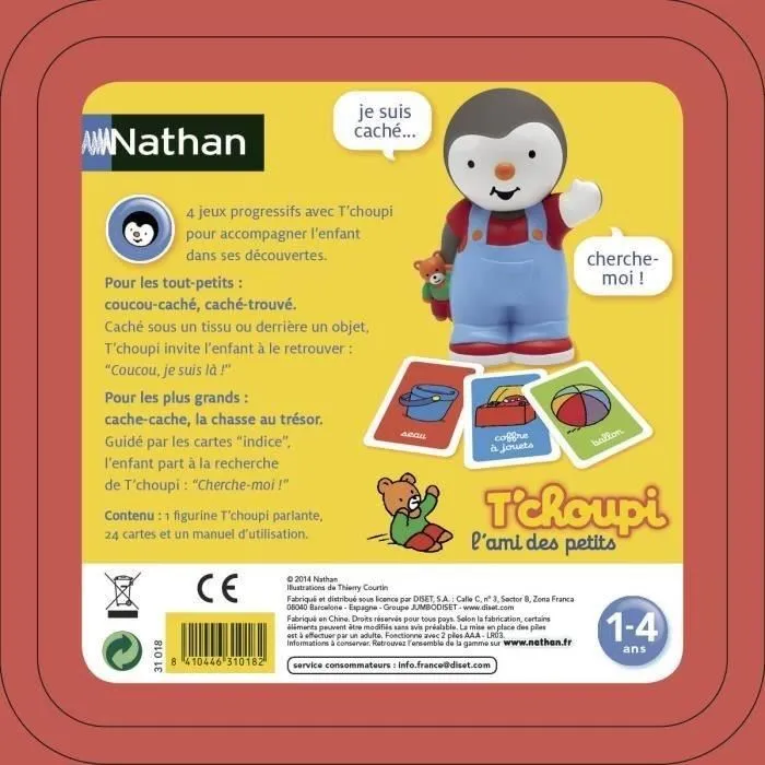 Nathan T'choupi - Hide and Seek Juego de Escondite para Bebés y Niños 6 Meses a 5 Años