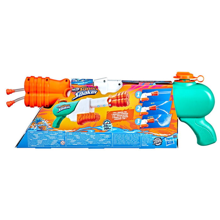 HASBRO Super Soaker Hydro Frenzy Lanza de Agua con 2 Tubos y Boquilla Ajustable, Capacidad 709ml, +6 Años HASBRO Super Soaker Hydro Frenzy Lanza de Agua con 2 Tubos y Boquilla Ajustable, Capacidad 709ml, +6 Años