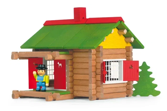 Jeujura My Wooden Chalet 100 Piezas Conjunto de Construcción en Madera Natural y Teñida para Mayores de 5 Años
