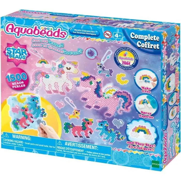 Aquabeads Set de Manualidades Hadas Unicornios con 1500 Perlas para Niños a Partir de 4 Años