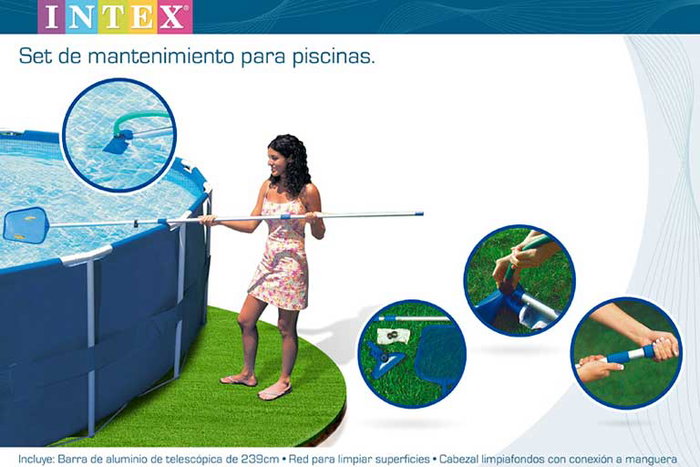 Intex Kit de mantenimiento para piscinas con mango telescópico de 239 cm