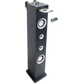 Inovalley HP49CD Torre de Sonido Bluetooth con Reproductor CD y Karaoke, 100W, USB, Radio FM, Negro