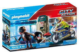 Playmobil City Action Moto de Policía Persecución Ladrón de Dinero Juguete
