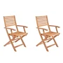 Conjunto de 2 Sillones de Jardín Plegables de Eucalipto FSC, Resistentes a la Intemperie, Fácil Almacenamiento, 57.5x56x90cm