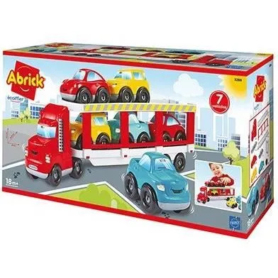 Ecoiffier 3289 Camión Portacoches Abrick con 6 Coches Incluidos para 18 Meses