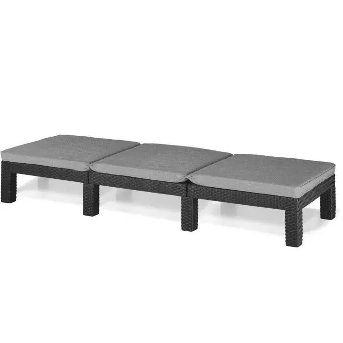 ALLIBERT Tumbona Daytona De Luxe - Imitación Resina Tejida - 4 Posiciones - Gris Grafito