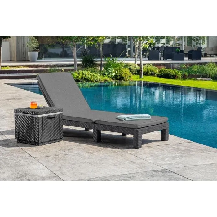 ALLIBERT Tumbona Daytona De Luxe - Imitación Resina Tejida - 4 Posiciones - Gris Grafito