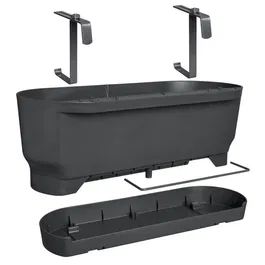 Elho Maceta Greenville Easy Balcony 52 Living Black Balcón L 21,2 x W 52 x H 19,4 cm