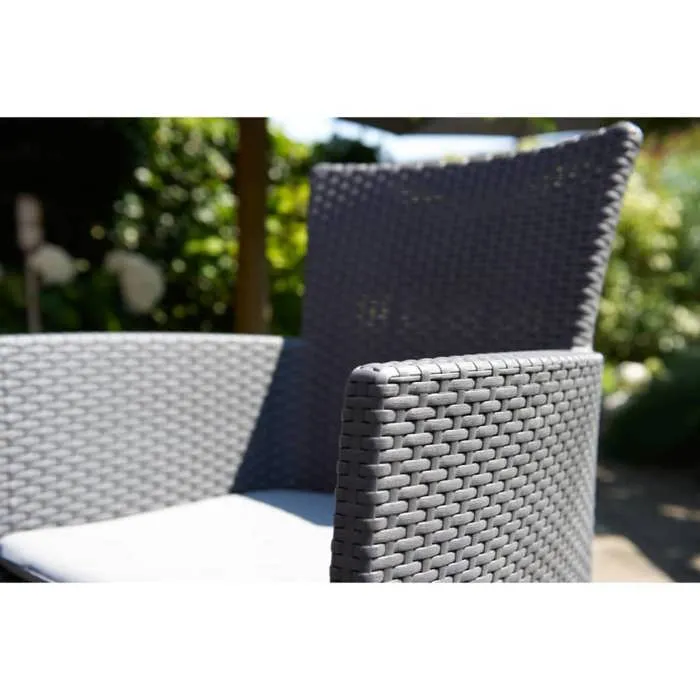 ALLIBERT by KETER Sillón de Jardín IOWA Ratán Sintético Gris con Cojín (62 x 60 x 89 cm)