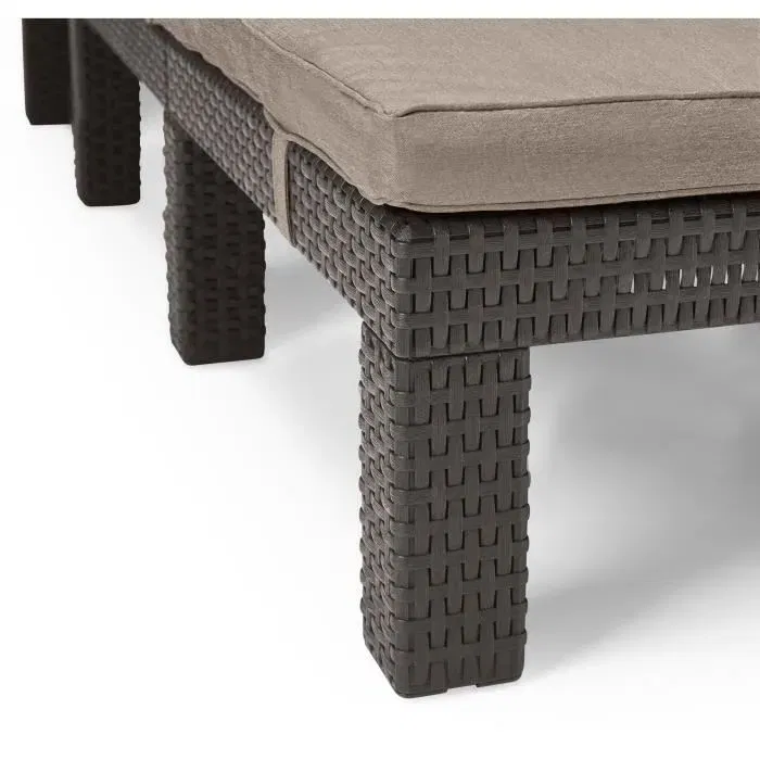 ALLIBERT Tumbona de Resina Trenzada Marrón con Cojín, 4 Posiciones Reclinables, Dimensiones 195x65x25.5 cm, para Exterior