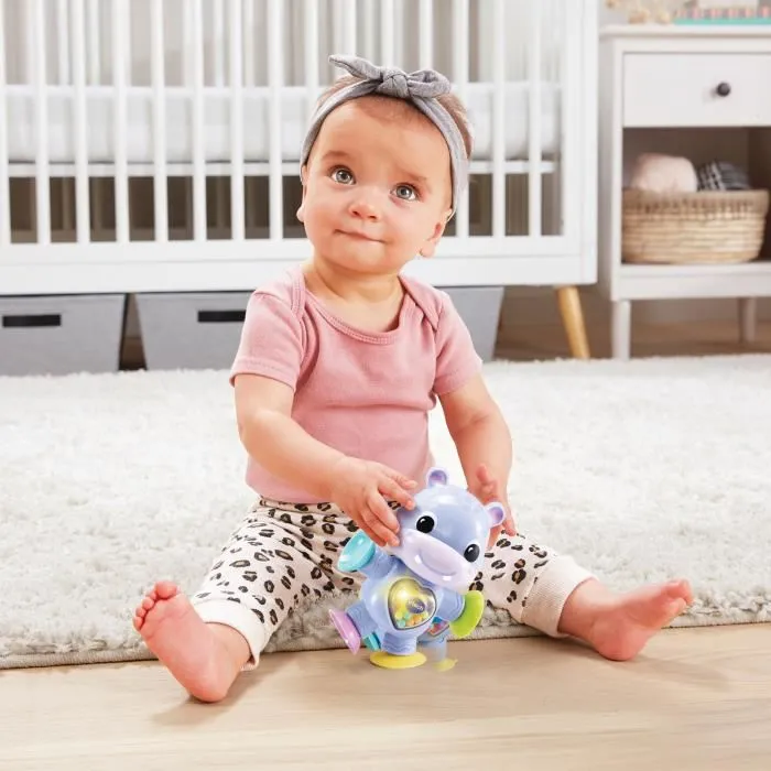 Vtech Baby Theo, mi hipopótamo Pirouette - Juguete de Actividades Bebé con Ventosas, Sonidos y Movimiento 3-24 Meses