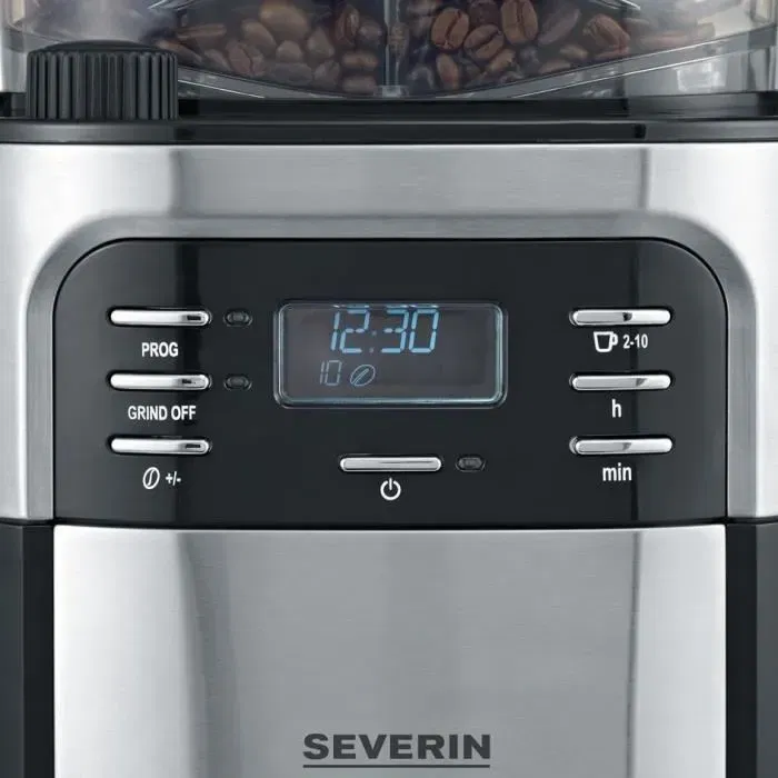 Severin 4810 Cafetera de Filtro con Molinillo Integrado - Negro y Acero Inoxidable - 1000W - 1.4 L