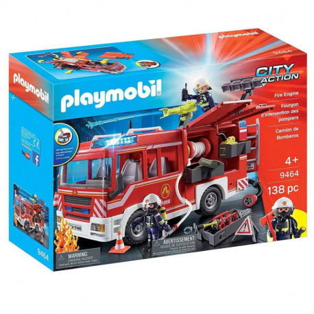 Playmobil Ciudad Acción - Camión de Bomberos con Figuras de Bomberos y Herramientas, Juguete para Niños +4 Años