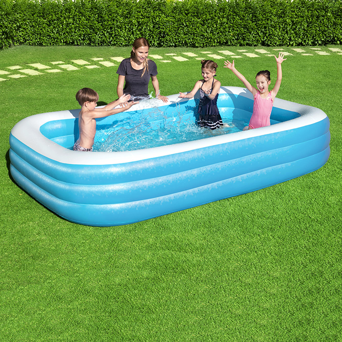 Bestway Piscina Hinchable 3 Camaras Rectangular Azul 305x183x56 cm +6 Años Jardin 54009