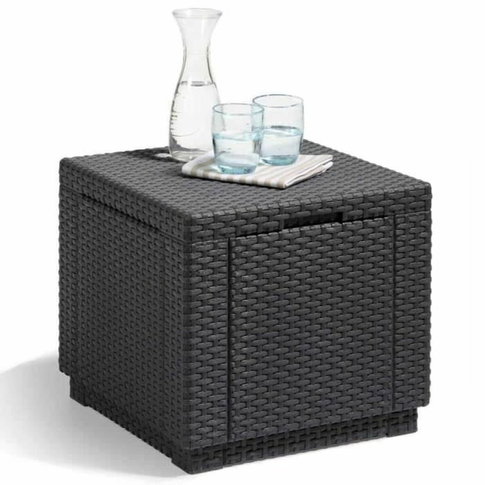 ALLIBERT by KETER Mesa cubo de mimbre tejida con 60 l de almacenamiento - Grafito