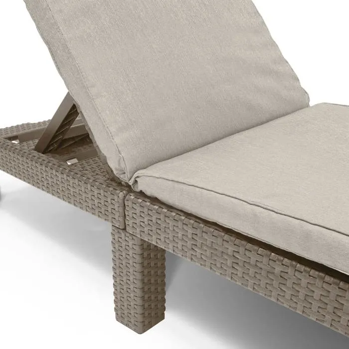 KETER Tumbona Lounge Daytona de Resina con Cojín, 4 Posiciones, Color Beige, 195x65 cm, ALLIBERT