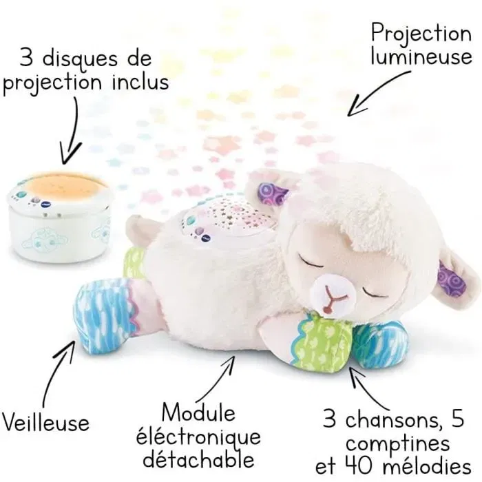 Vtech Baby Manon Lumi Mouton Noche Estrellada 3 en 1 Peluche Musical con Proyecciones y Sensor de Sonido