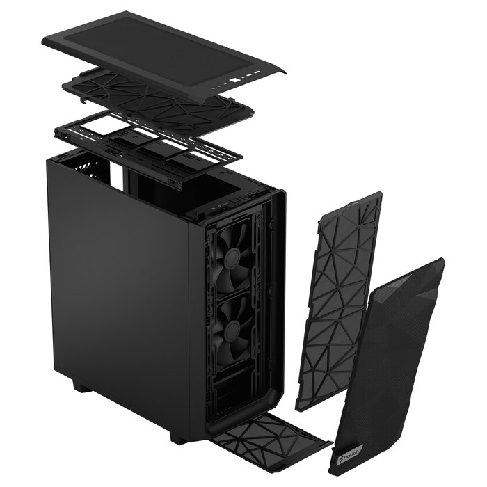 Fractal Design Meshify 2 Compact Torre PC Negro ATX/microATX/Mini-ITX, 2x140mm + 1x120mm Ventiladores, 7 Ranuras, para Gaming, Midi Case